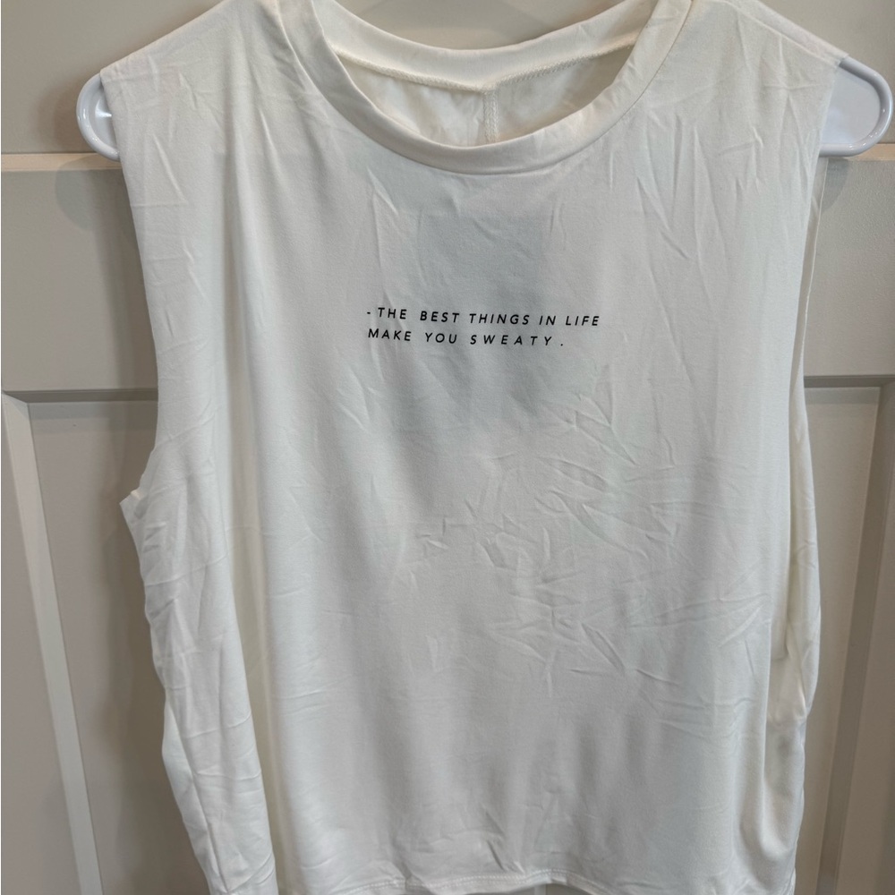 Women's White Graphic Muscle Tee